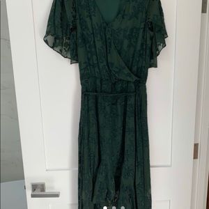 SOLD Parker Olive green embroidered floral maxi dress